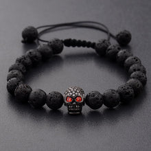 Load image into Gallery viewer, Skeleton Black Natural Lava Stone Beads Bracelet