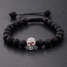 Load image into Gallery viewer, Skeleton Black Natural Lava Stone Beads Bracelet