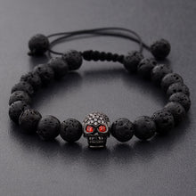 Load image into Gallery viewer, Skeleton Black Natural Lava Stone Beads Bracelet