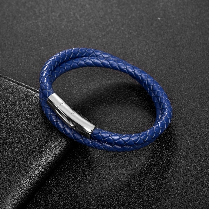Leather Bracelet Dark Blue