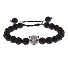 Load image into Gallery viewer, Skeleton Black Natural Lava Stone Beads Bracelet