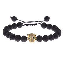 Load image into Gallery viewer, Skeleton Black Natural Lava Stone Beads Bracelet