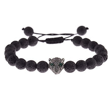 Load image into Gallery viewer, Skeleton Black Natural Lava Stone Beads Bracelet