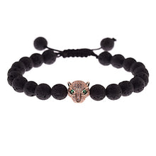 Load image into Gallery viewer, Skeleton Black Natural Lava Stone Beads Bracelet