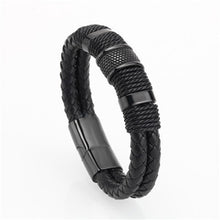Load image into Gallery viewer, Gold/Silver/Black Leather Bracelet